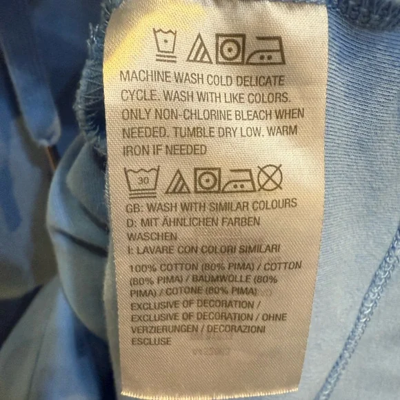 Isaac Mizrahi Sky Blue Pima Cotton Pullover Hoodie With Pullstring - Picture 5 of 5